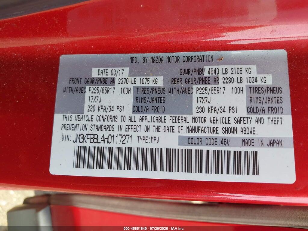 JM3KFBBL4H0117271 2017 MAZDA CX-5 photo no. 9