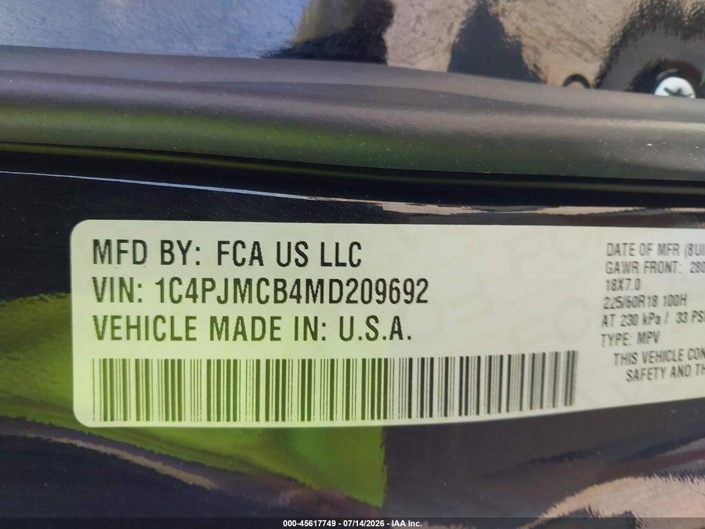 1C4PJMCB4MD209692 2021 JEEP CHEROKEE photo no. 9
