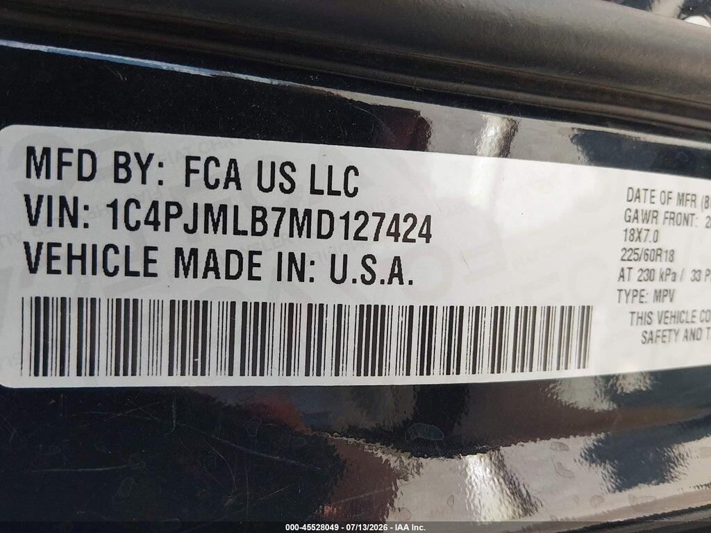 1C4PJMLB7MD127424 2021 JEEP CHEROKEE photo no. 9