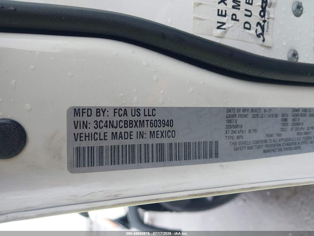 3C4NJCBBXMT603940 2021 JEEP COMPASS photo no. 9