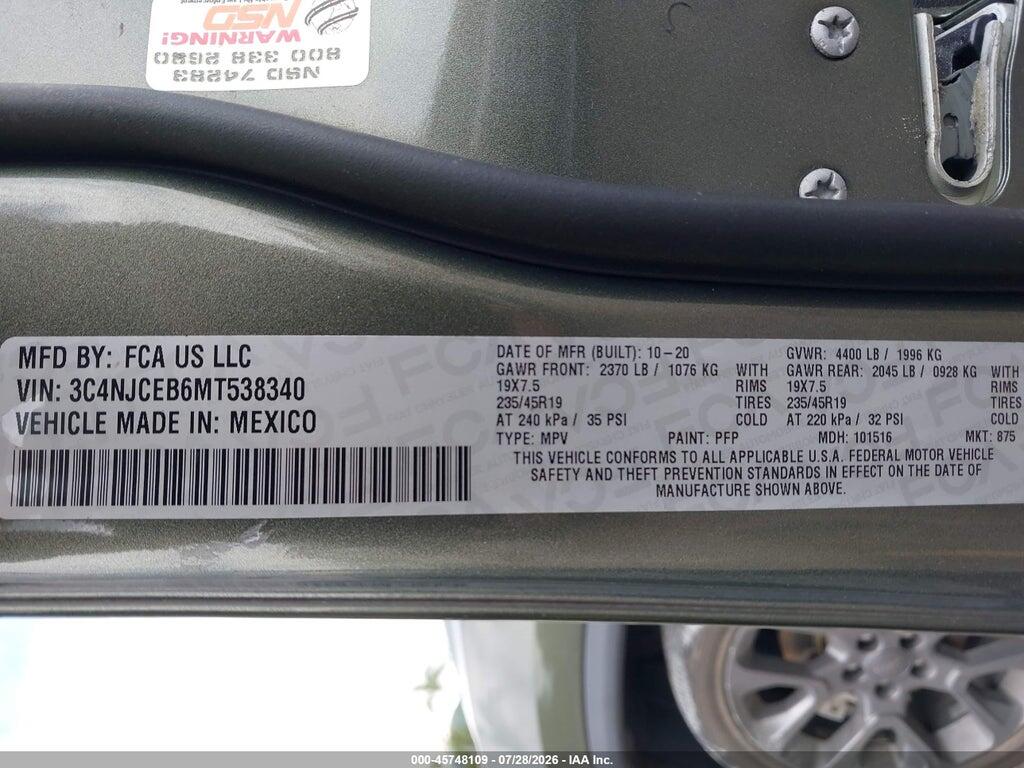 3C4NJCEB6MT538340 2021 JEEP COMPASS photo no. 9