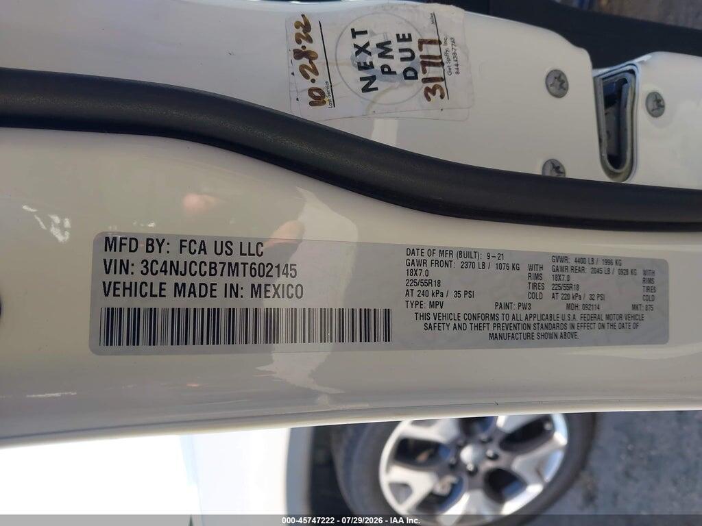3C4NJCCB7MT602145 2021 JEEP COMPASS photo no. 9