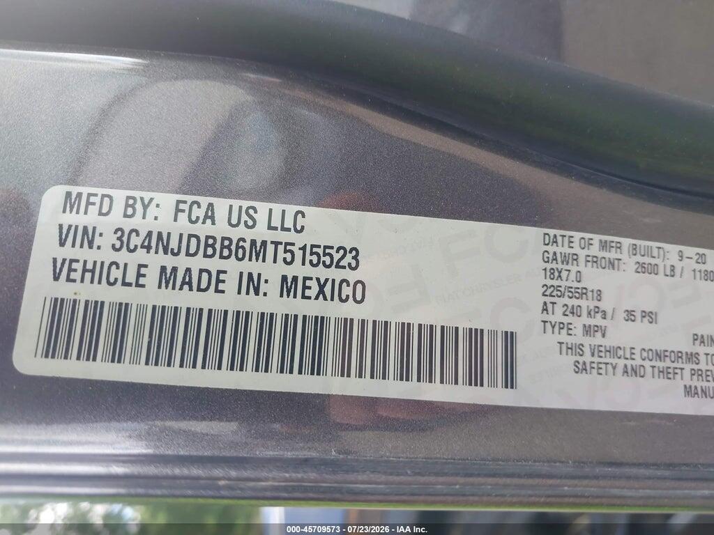 3C4NJDBB6MT515523 2021 JEEP COMPASS photo no. 9