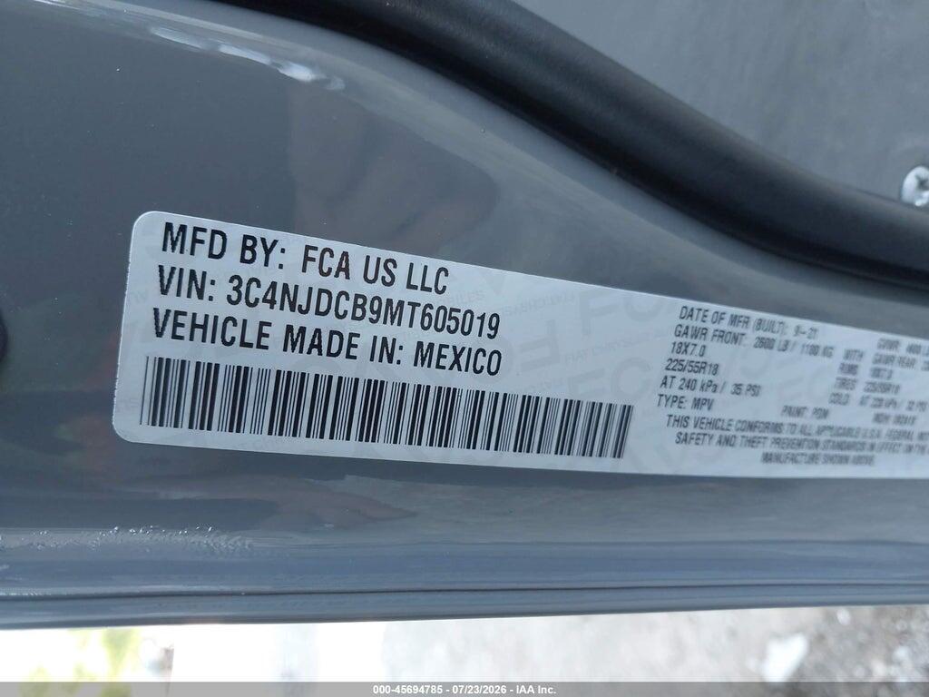 3C4NJDCB9MT605019 2021 JEEP COMPASS photo no. 9