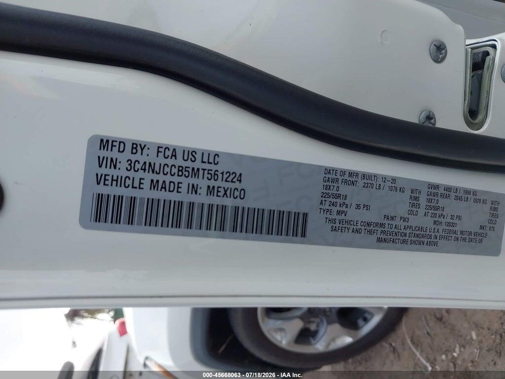 3C4NJCCB5MT561224 2021 JEEP COMPASS photo no. 9