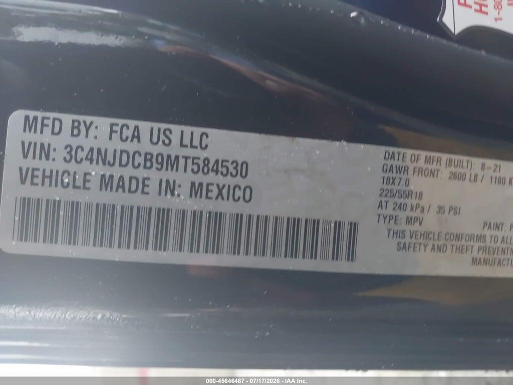 3C4NJDCB9MT584530 2021 JEEP COMPASS photo no. 9