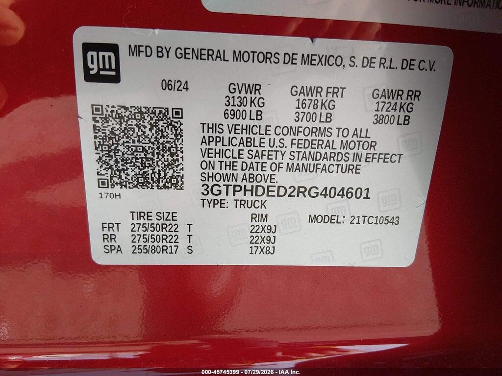 3GTPHDED2RG404601 2024 GMC SIERRA 1500 photo no. 9