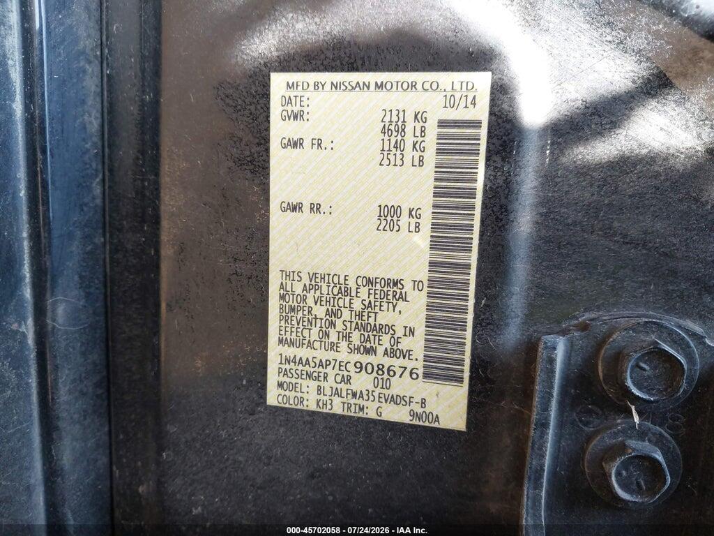 1N4AA5AP7EC908676 2014 NISSAN MAXIMA photo no. 9