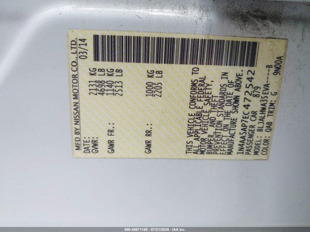 1N4AA5AP7EC472542 2014 NISSAN MAXIMA photo no. 9