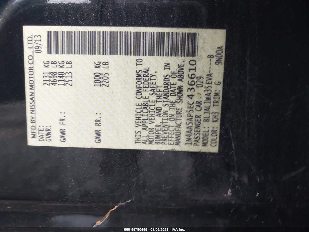1N4AA5AP5EC436610 2014 NISSAN MAXIMA photo no. 9