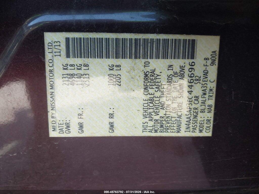 1N4AA5AP3EC446696 2014 NISSAN MAXIMA photo no. 9