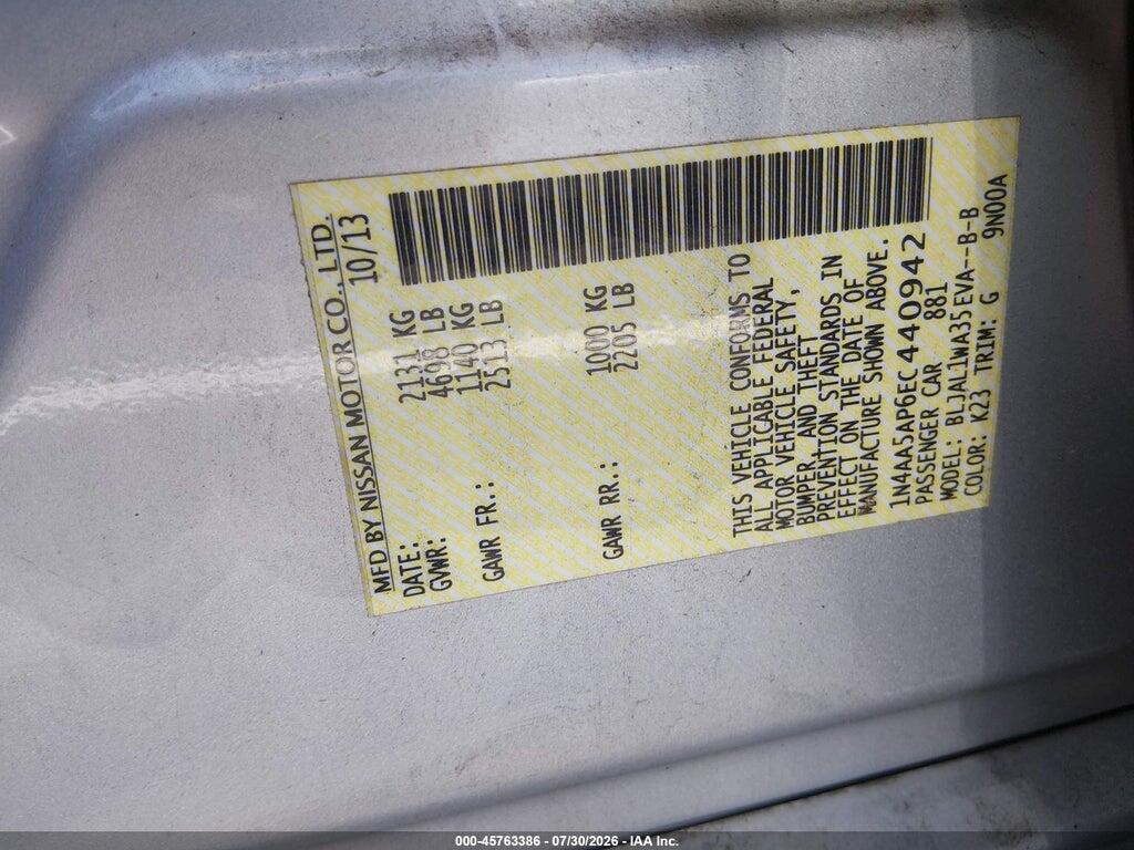 1N4AA5AP6EC440942 2014 NISSAN MAXIMA photo no. 9