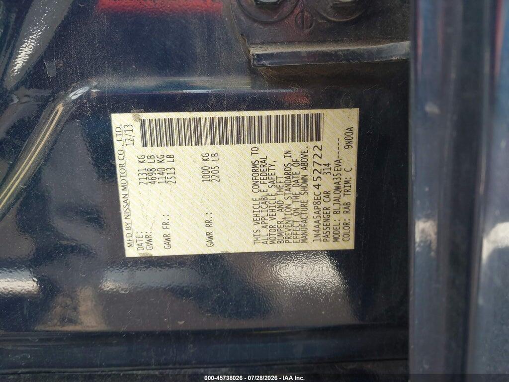 1N4AA5AP8EC452722 2014 NISSAN MAXIMA photo no. 9