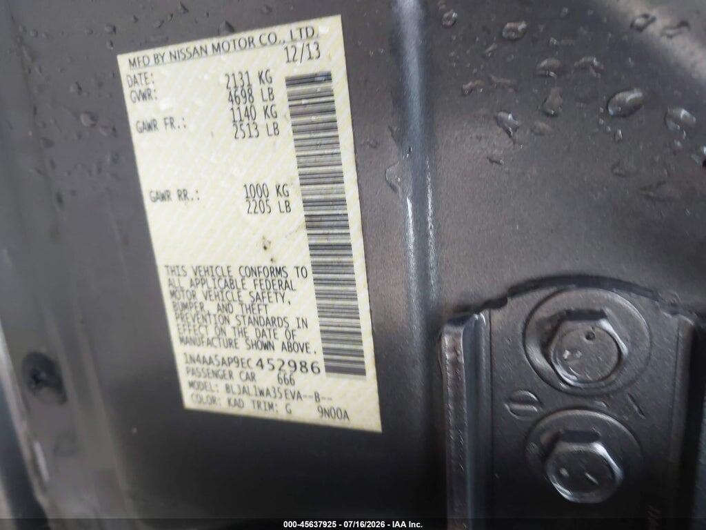 1N4AA5AP9EC452986 2014 NISSAN MAXIMA photo no. 9
