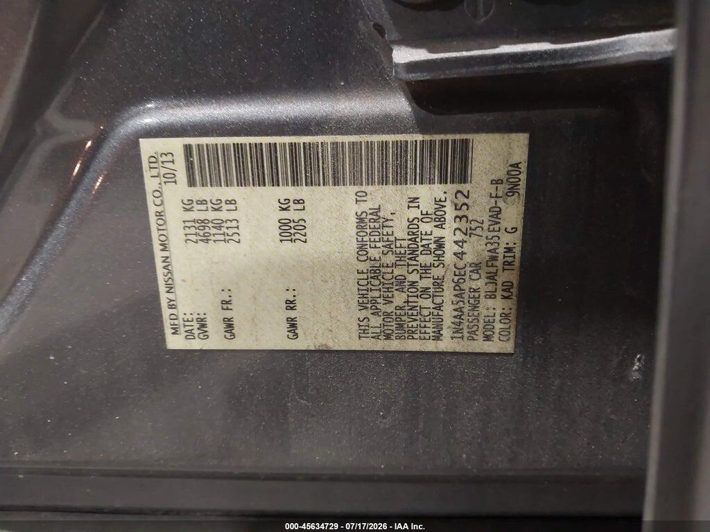 1N4AA5AP6EC442352 2014 NISSAN MAXIMA photo no. 9