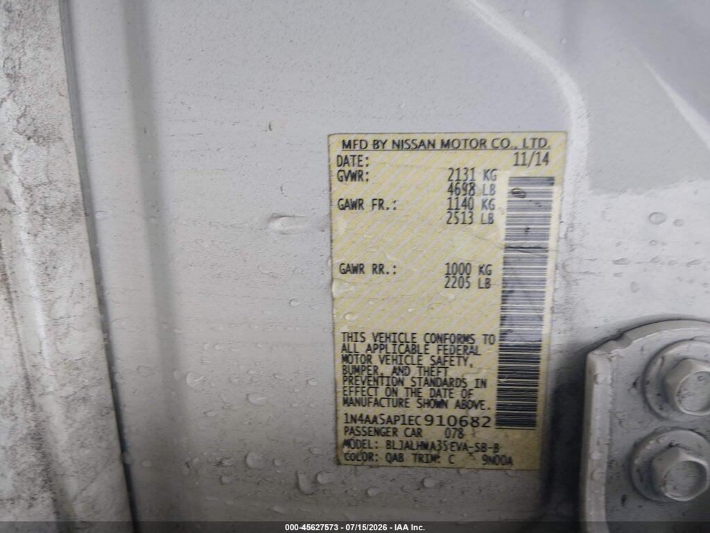 1N4AA5AP1EC910682 2014 NISSAN MAXIMA photo no. 9