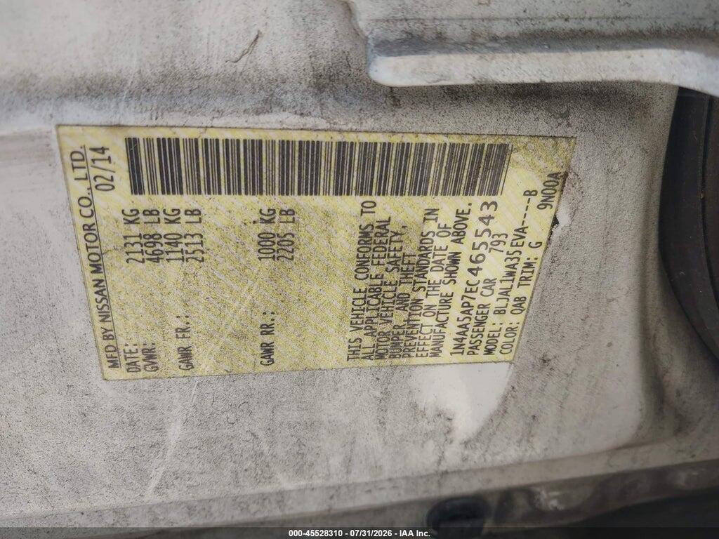 1N4AA5AP7EC465543 2014 NISSAN MAXIMA photo no. 9