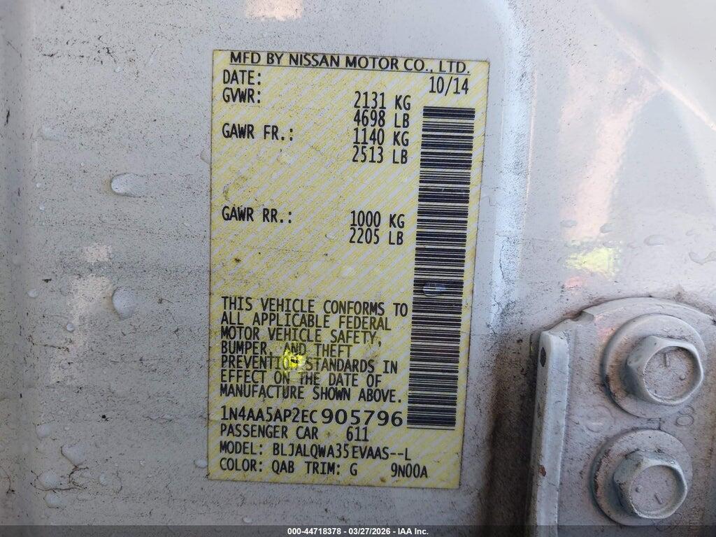 1N4AA5AP2EC905796 2014 NISSAN MAXIMA photo no. 9