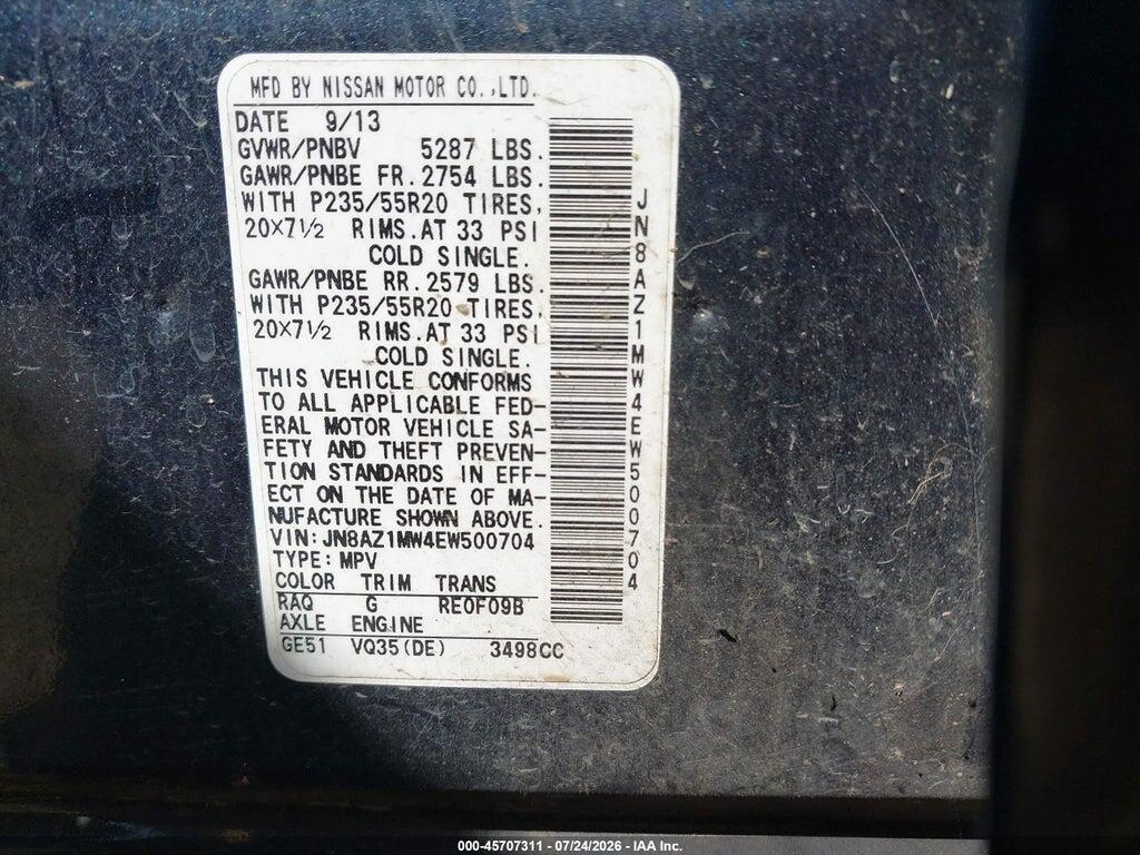 JN8AZ1MW4EW500704 2014 NISSAN MURANO photo no. 9