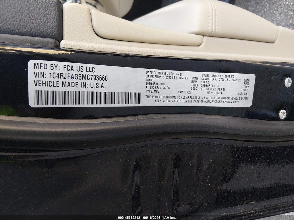 1C4RJFAG5MC793660 2021 JEEP GRAND CHEROKEE photo no. 9