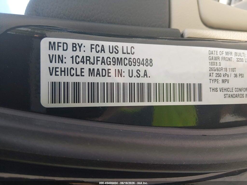 1C4RJFAG9MC699488 2021 JEEP GRAND CHEROKEE photo no. 9