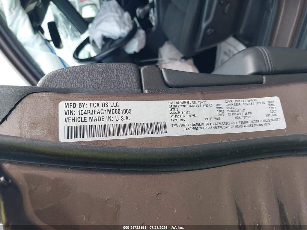 1C4RJFAG1MC601005 2021 JEEP GRAND CHEROKEE photo no. 9