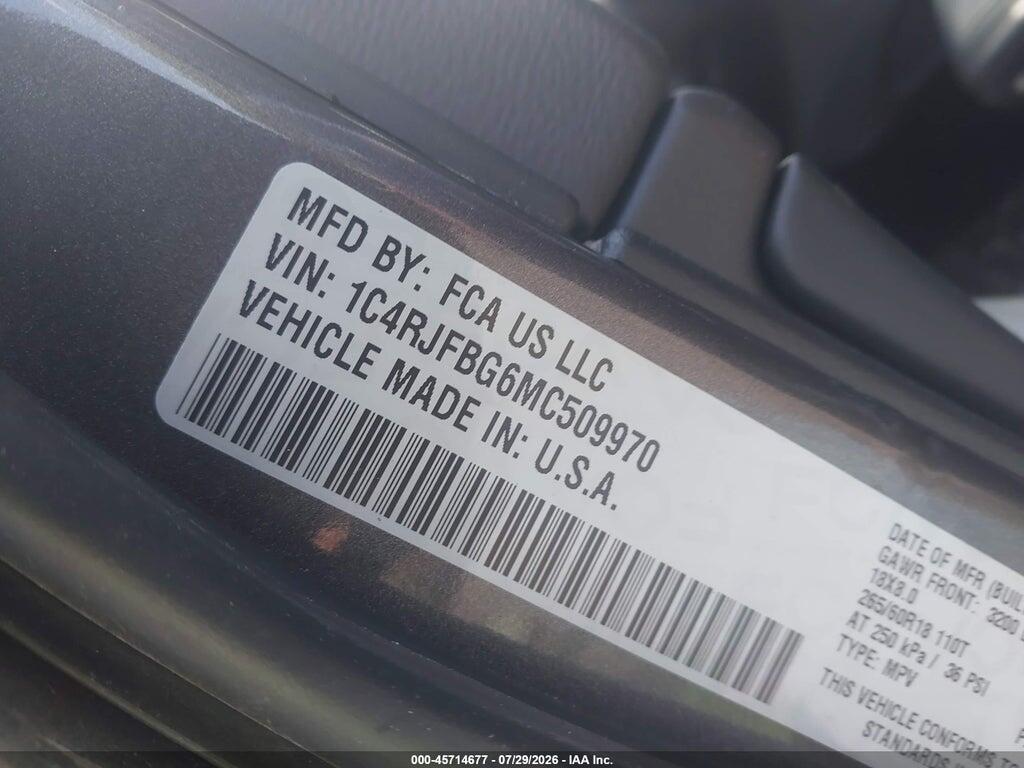 1C4RJFBG6MC509970 2021 JEEP GRAND CHEROKEE photo no. 9