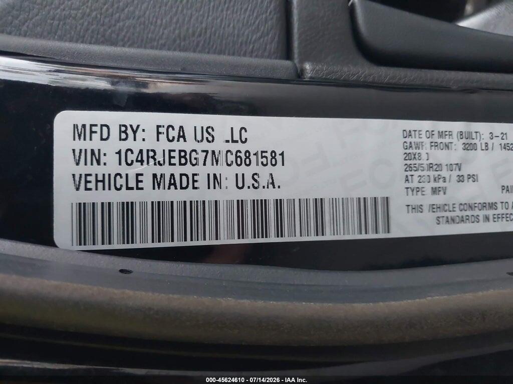 1C4RJEBG7MC681581 2021 JEEP GRAND CHEROKEE photo no. 9