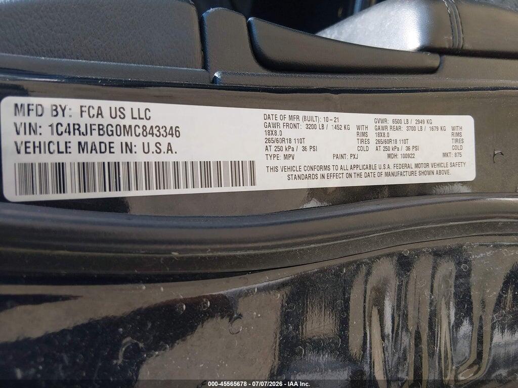 1C4RJFBG0MC843346 2021 JEEP GRAND CHEROKEE photo no. 9