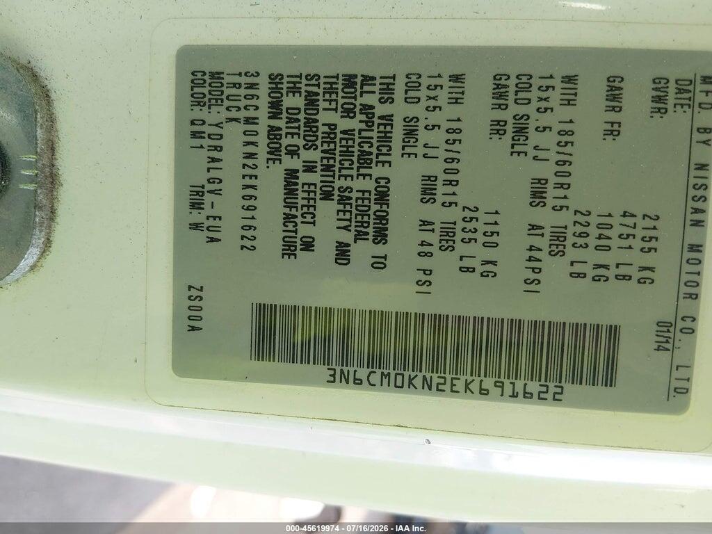 3N6CM0KN2EK691622 2014 NISSAN NV200 photo no. 9