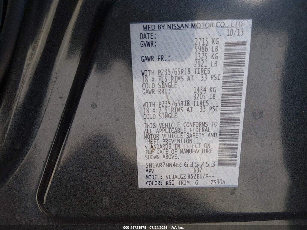 5N1AR2MN4EC635753 2014 NISSAN PATHFINDER photo no. 9