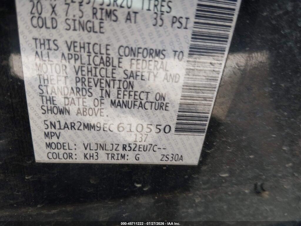 5N1AR2MM9EC610550 2014 NISSAN PATHFINDER photo no. 9