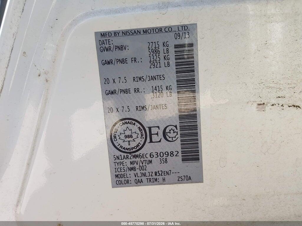 5N1AR2MM6EC630982 2014 NISSAN PATHFINDER photo no. 9