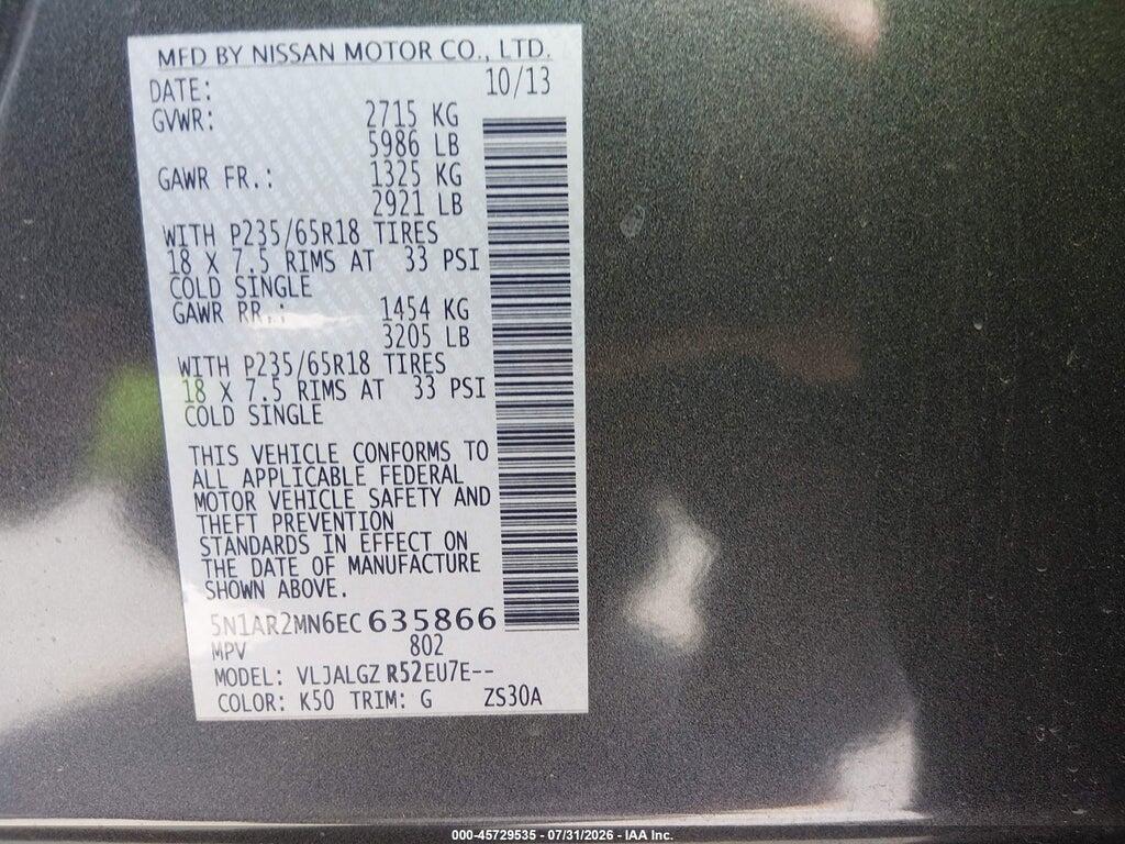 5N1AR2MN6EC635866 2014 NISSAN PATHFINDER photo no. 9