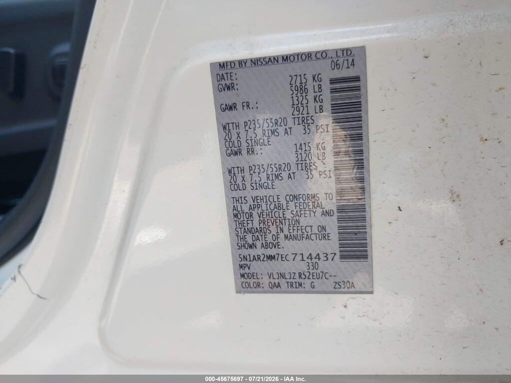 5N1AR2MM7EC714437 2014 NISSAN PATHFINDER photo no. 9