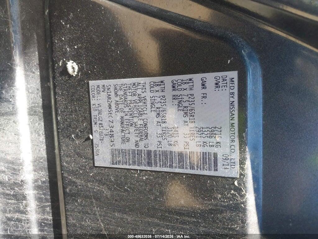 5N1AR2MM5EC734895 2014 NISSAN PATHFINDER photo no. 9