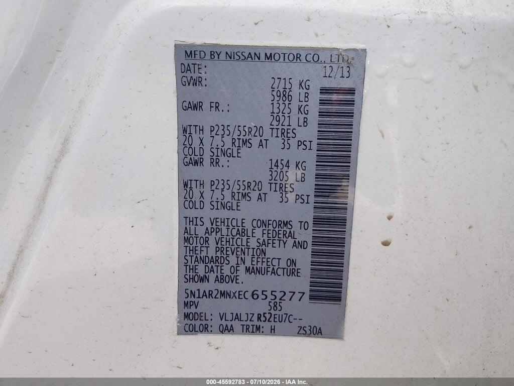 5N1AR2MNXEC655277 2014 NISSAN PATHFINDER photo no. 9
