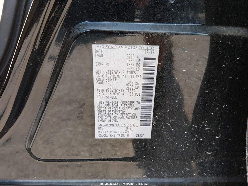 5N1AR2MN7EC652983 2014 NISSAN PATHFINDER photo no. 9