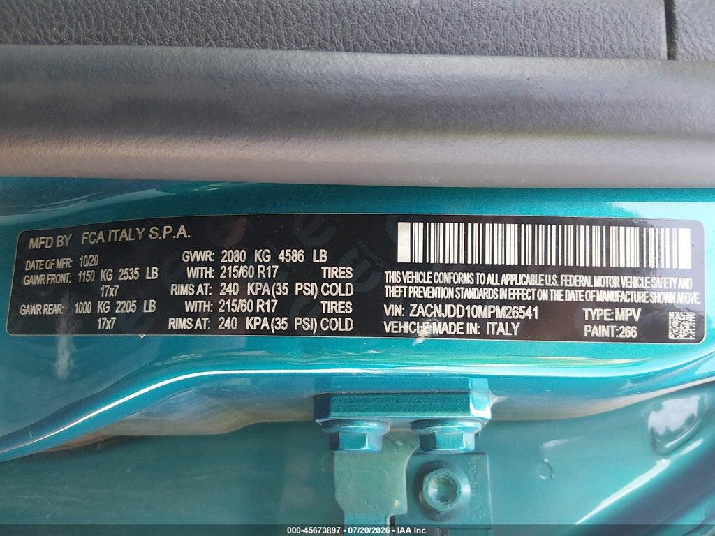 ZACNJDD10MPM26541 2021 JEEP RENEGADE photo no. 9