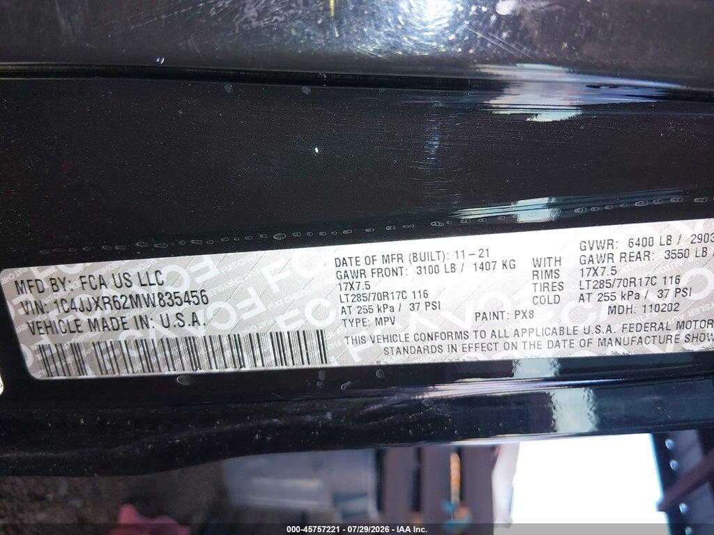 1C4JJXR62MW835456 2021 JEEP WRANGLER 4XE photo no. 9