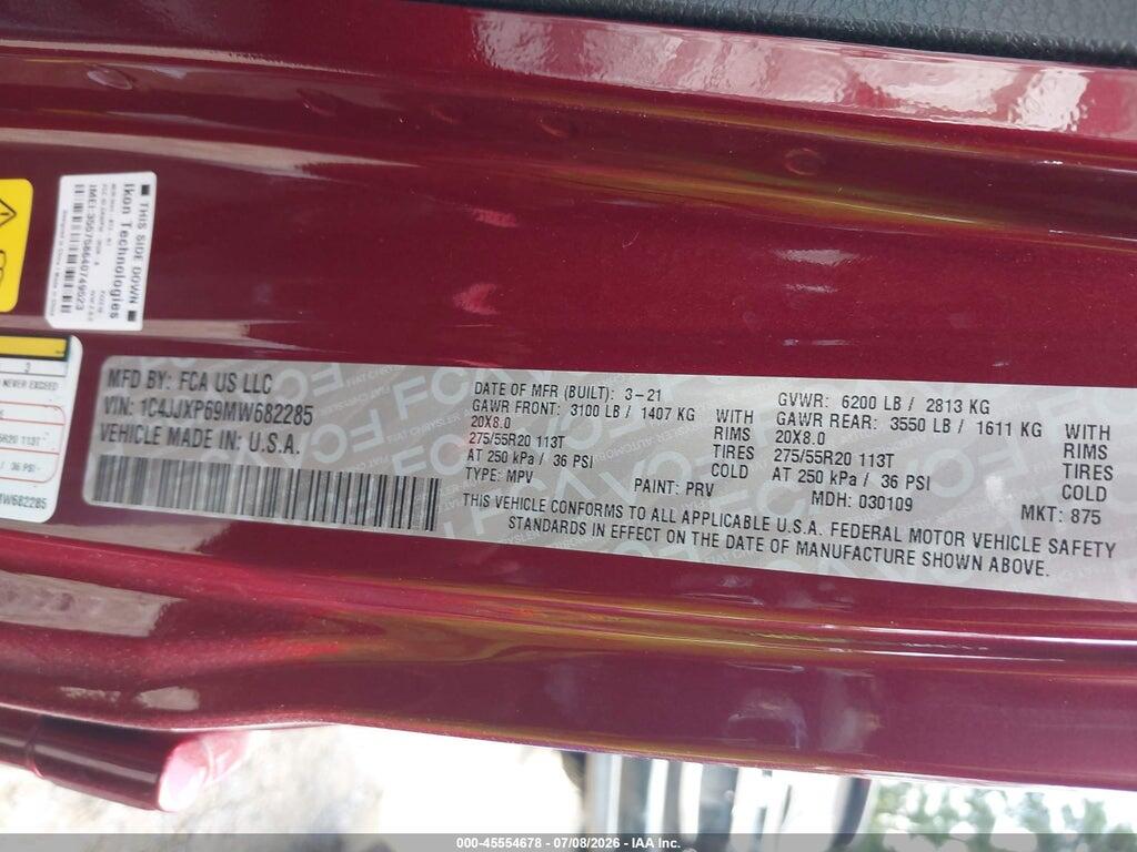 1C4JJXP69MW682285 2021 JEEP WRANGLER 4XE photo no. 9