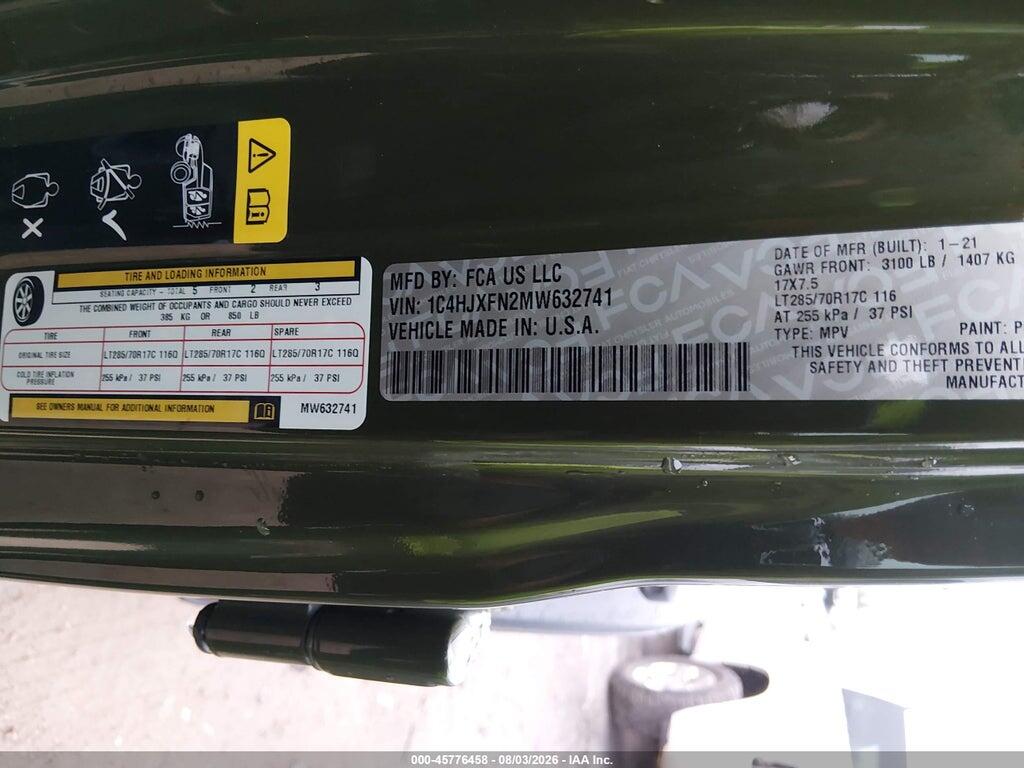 1C4HJXFN2MW632741 2021 JEEP WRANGLER UNLIMITED photo no. 9