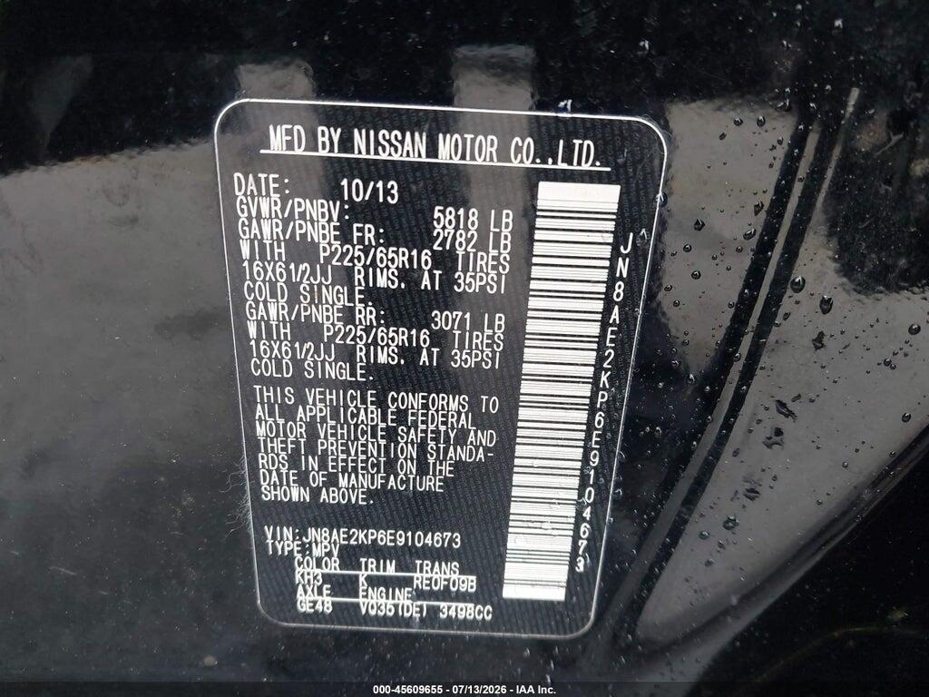 JN8AE2KP6E9104673 2014 NISSAN QUEST photo no. 9