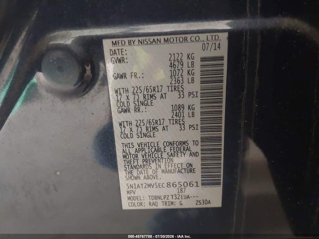 5N1AT2MV5EC865061 2014 NISSAN ROGUE photo no. 9