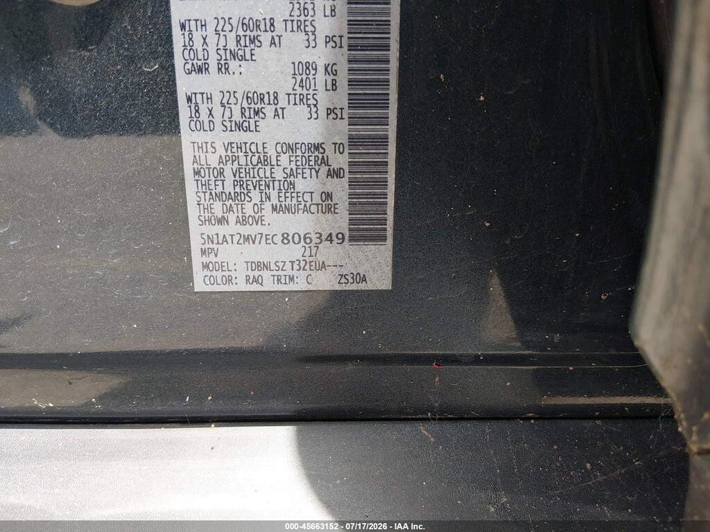 5N1AT2MV7EC806349 2014 NISSAN ROGUE photo no. 9