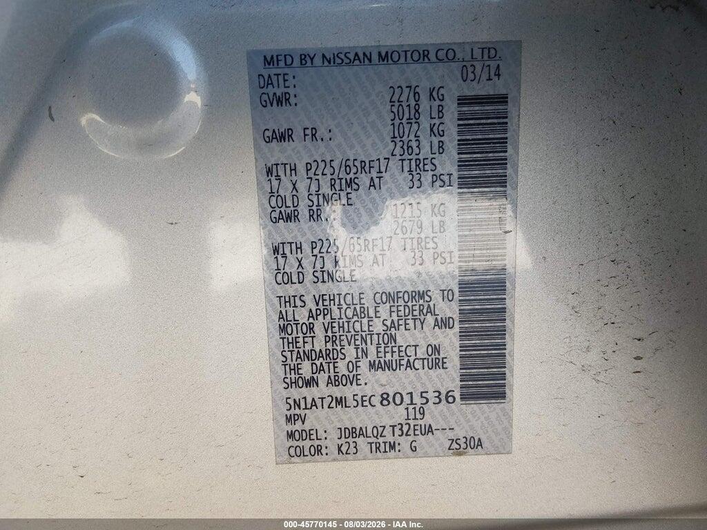 5N1AT2ML5EC801536 2014 NISSAN ROGUE photo no. 9