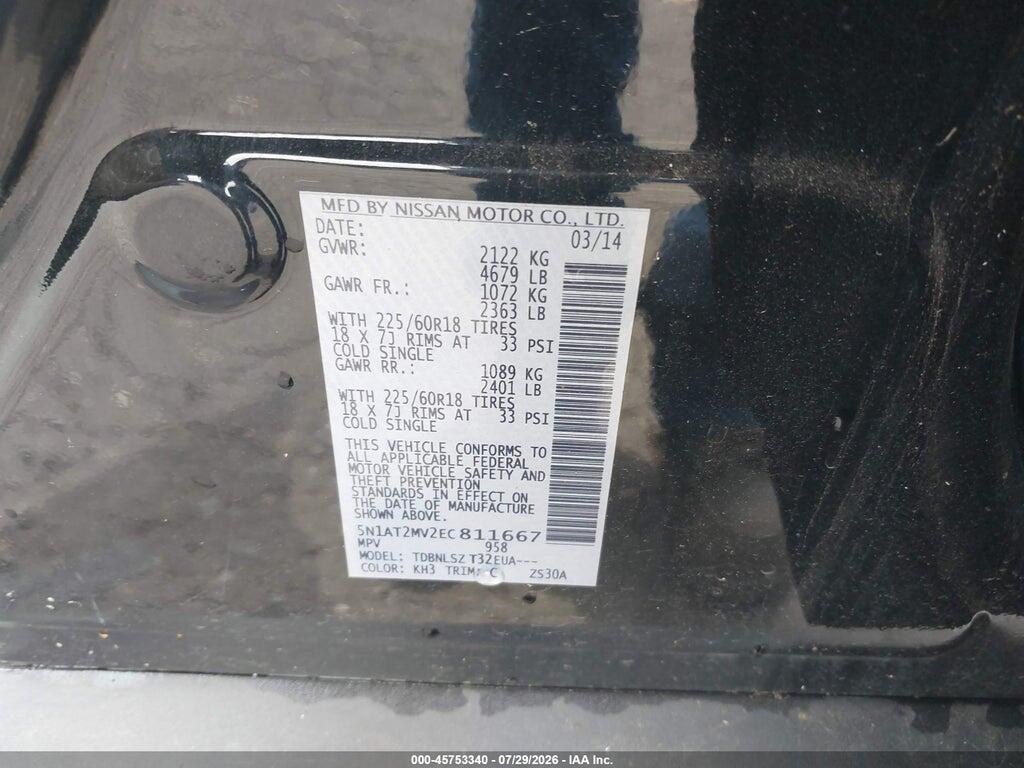 5N1AT2MV2EC811667 2014 NISSAN ROGUE photo no. 9