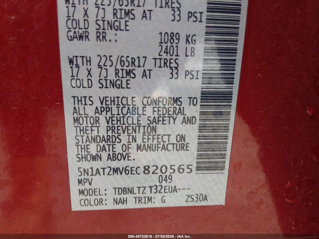 5N1AT2MV6EC820565 2014 NISSAN ROGUE photo no. 9