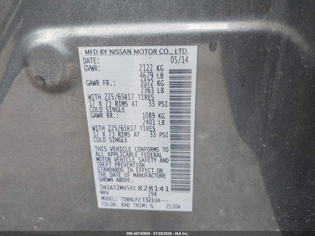 5N1AT2MV5EC828141 2014 NISSAN ROGUE photo no. 9