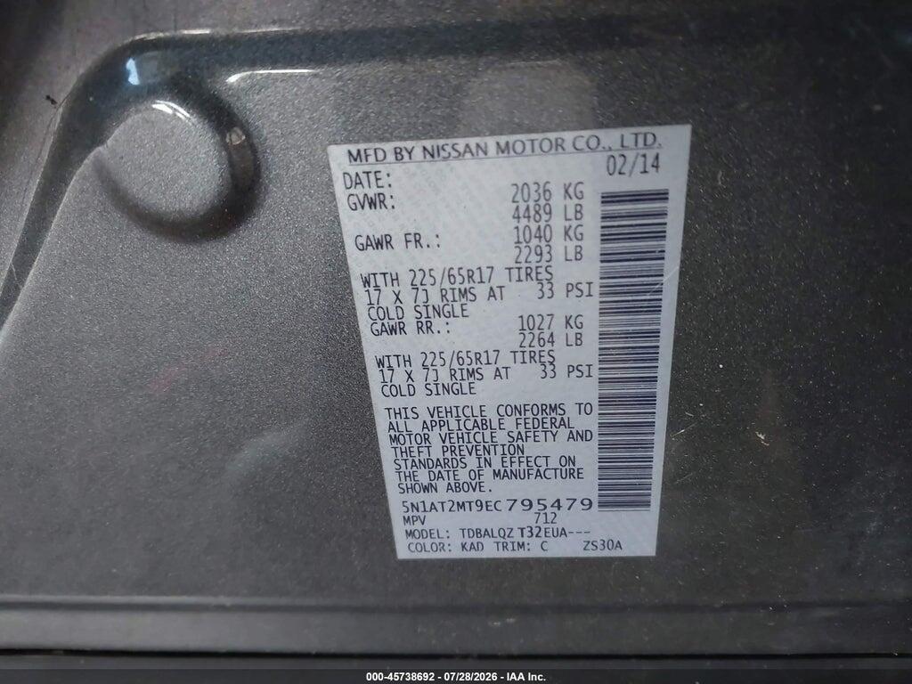 5N1AT2MT9EC795479 2014 NISSAN ROGUE photo no. 9